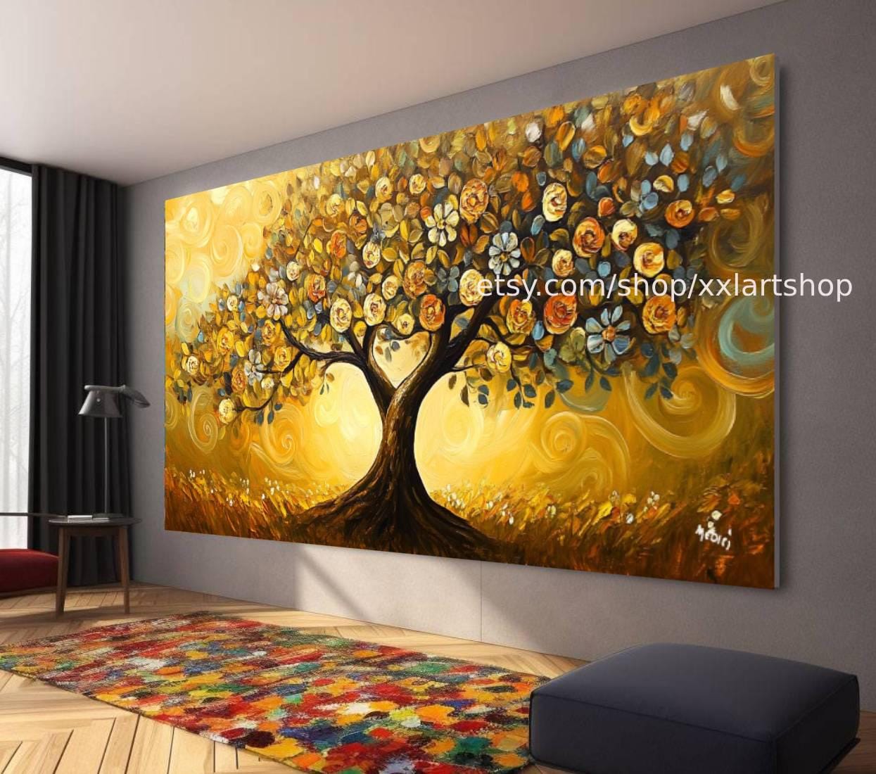 Lebensbaum im Stil von Gustav Klimt – Wandbild auf Leinwand, modernes Bild für Wohnzimmer und Büro, auf Keilrahmen gespannt oder gerollt #t71014