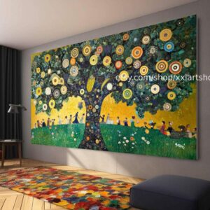 Lebensbaum im Stil von Gustav Klimt – Wandbild auf Leinwand, modernes Bild für Wohnzimmer und Büro, auf Keilrahmen gespannt oder gerollt #t71082