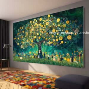 Lebensbaum im Stil von Gustav Klimt – Wandbild auf Leinwand, modernes Bild für Wohnzimmer und Büro, auf Keilrahmen gespannt oder gerollt #t71078