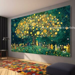 Lebensbaum im Stil von Gustav Klimt – Wandbild auf Leinwand, modernes Bild für Wohnzimmer und Büro, auf Keilrahmen gespannt oder gerollt #t71074