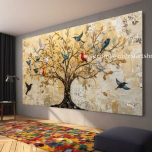 Lebensbaum im Stil von Gustav Klimt – Wandbild auf Leinwand, modernes Bild für Wohnzimmer und Büro, auf Keilrahmen gespannt oder gerollt #t71047