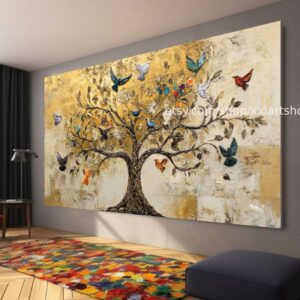 Lebensbaum im Stil von Gustav Klimt – Wandbild auf Leinwand, modernes Bild für Wohnzimmer und Büro, auf Keilrahmen gespannt oder gerollt #t71043
