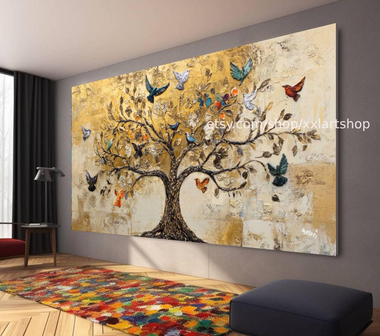Lebensbaum im Stil von Gustav Klimt – Wandbild auf Leinwand, modernes Bild für Wohnzimmer und Büro, auf Keilrahmen gespannt oder gerollt #t71043