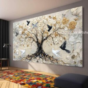 Lebensbaum-Leinwandbild: Im Stil von Gustav Klimt, moderne Wohnzimmerdekoration