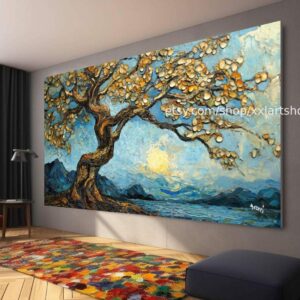 Lebensbaum von Vera Medici – Wandbild auf Leinwand, großes Wandbild, modernes Bild für Wohnzimmer und Büro (M4-11)