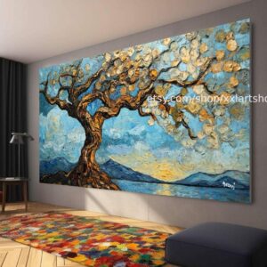 Lebensbaum von Vera Medici – Wandbild auf Leinwand, großes Wandbild, modernes Bild für Wohnzimmer und Büro (M4-12)