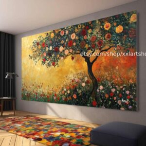 Lebensbaum von Vera Medici – Wandbild auf Leinwand, großes Wandbild, modernes Bild für Wohnzimmer und Büro (M4-123)