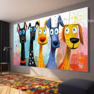 Hunde-Kollektion, Wandkunst mit Hundemotiv, Leinwanddruck, modernes Bild für Wohnzimmer und Büro, auf Keilrahmen gespannt oder gerollt (T5101)
