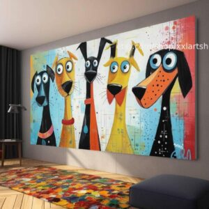 Hunde-Kollektion, Wandbild „Liebe Hunde“ auf Leinwand, modernes Bild für Wohnzimmer und Büro t5103