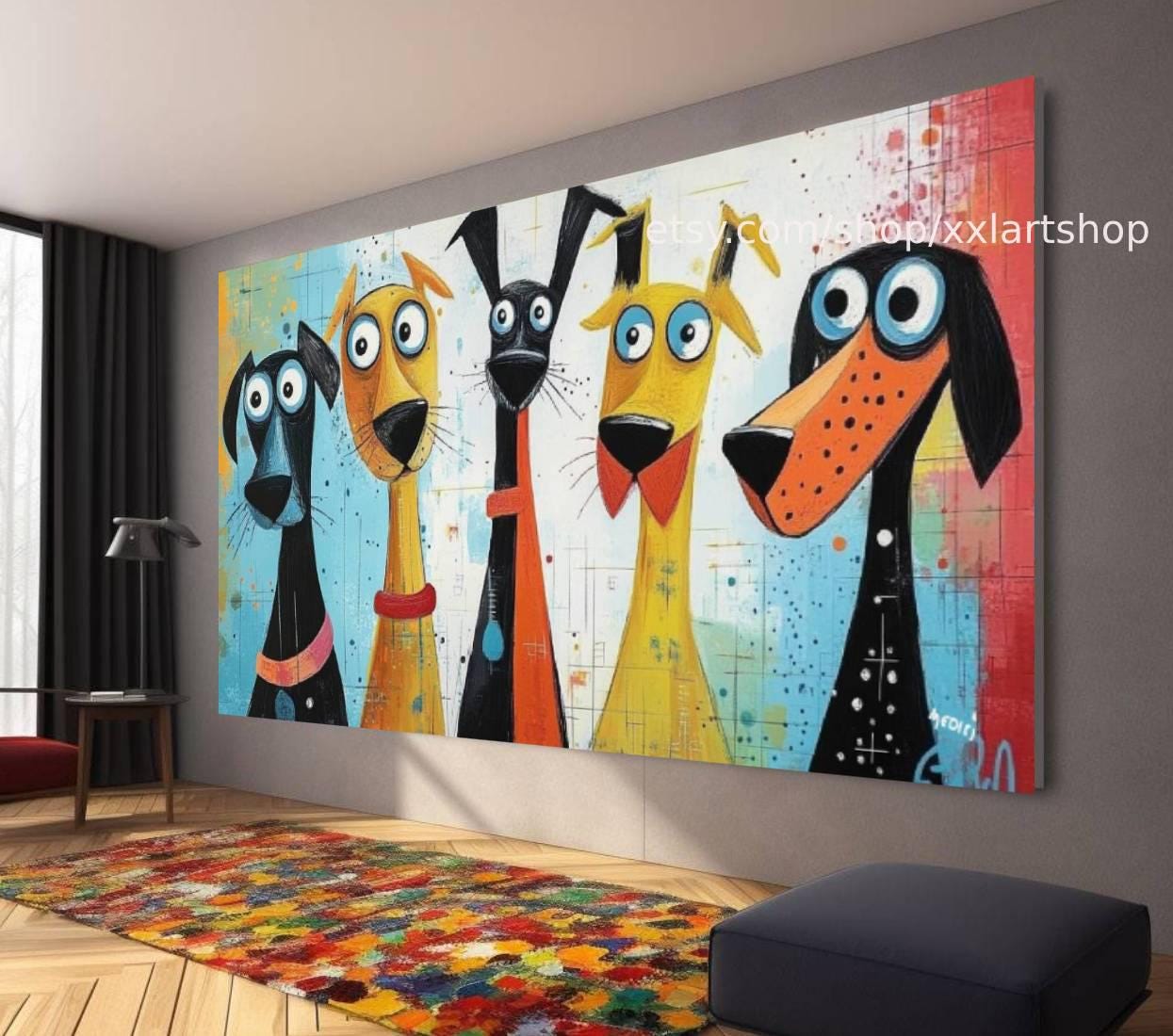 Hunde-Kollektion, Wandbild „Liebe Hunde“ auf Leinwand, modernes Bild für Wohnzimmer und Büro t5103
