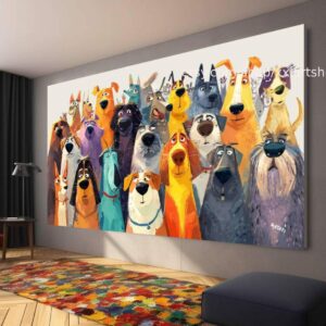 Hunde-Kollektion, Wandbild „Liebe Hunde“, Leinwandbild, modernes Bild für Wohnzimmer und Büro t51010