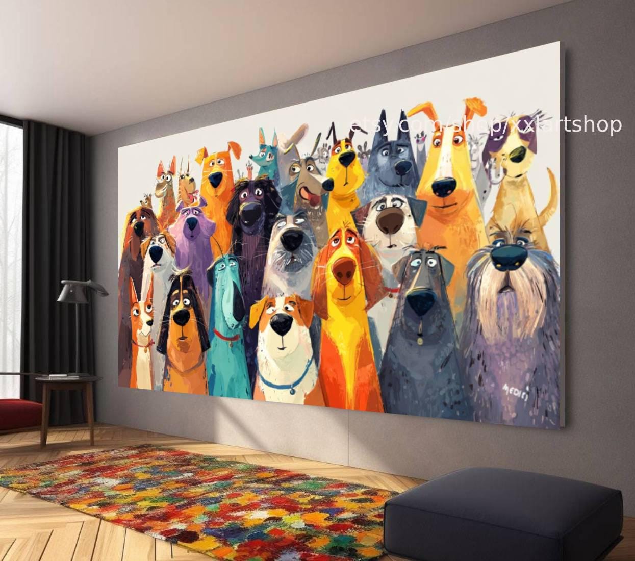 Hunde-Kollektion, Wandbild „Liebe Hunde“, Leinwandbild, modernes Bild für Wohnzimmer und Büro t51010