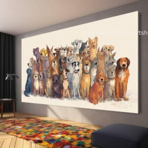 Hunde-Kollektion, Wandbild „Liebe Hunde“, Leinwandbild, modernes Bild für Wohnzimmer und Büro t5111