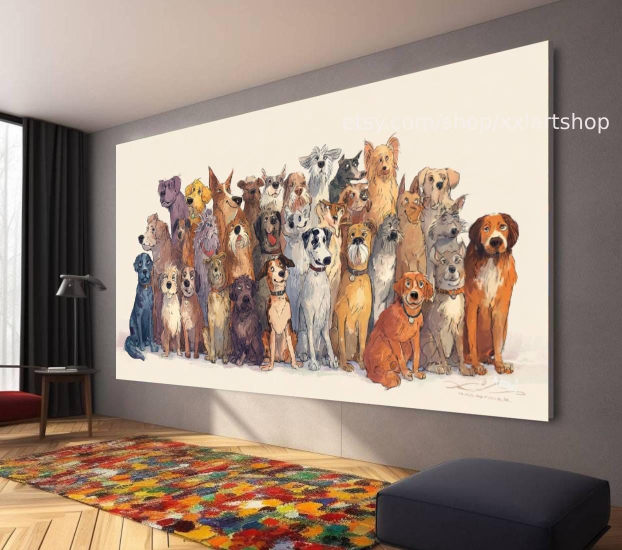 Hunde-Kollektion, Wandbild „Liebe Hunde“, Leinwandbild, modernes Bild für Wohnzimmer und Büro t5111