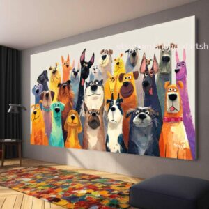 Hunde-Kollektion, Wandbild „Liebe Hunde“, Leinwandbild, modernes Bild für Wohnzimmer und Büro t5114