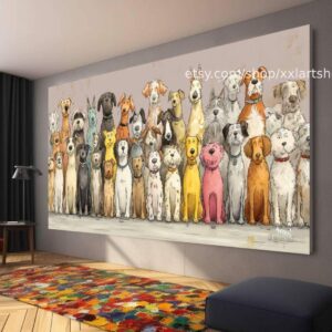 Hunde-Kollektion, Wandbild „Liebe Hunde“ auf Leinwand, modernes Bild für Wohnzimmer und Büro t5115