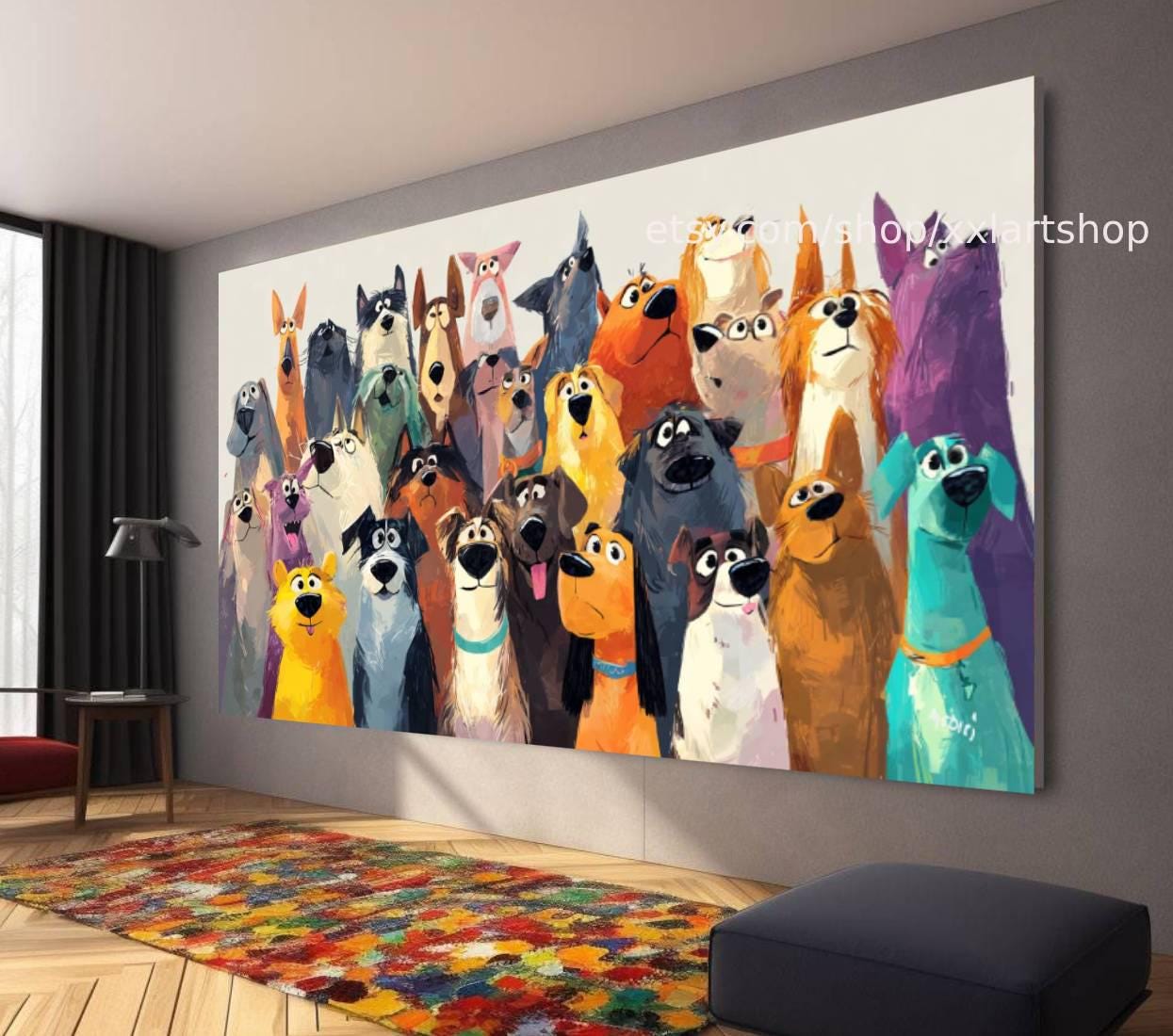 Hunde-Kollektion, Wandbild „Liebe Hunde“, Leinwandbild, modernes Bild für Wohnzimmer und Büro t5116