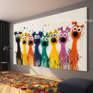 Hunde-Kollektion, Wandbild „Liebe Hunde“, Leinwandbild, modernes Bild für Wohnzimmer und Büro t5119