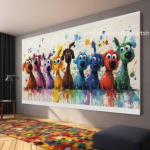 Hunde-Kollektion, Wandbild „Liebe Hunde“, Leinwandbild, modernes Bild für Wohnzimmer und Büro t5120