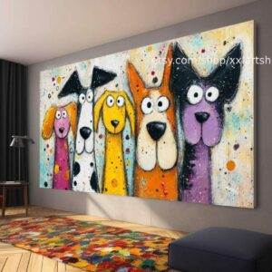Hunde-Kollektion, Wandbild „Liebe Hunde“, Leinwandbild, modernes Bild für Wohnzimmer und Büro t5192