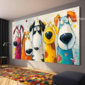 Hunde-Kollektion, Wandbild „Liebe Hunde“ auf Leinwand, modernes Bild für Wohnzimmer und Büro t5191