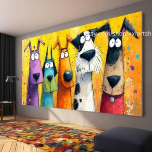 Hunde-Kollektion, Wandbild „Liebe Hunde“, Leinwandbild, modernes Bild für Wohnzimmer und Büro t5190