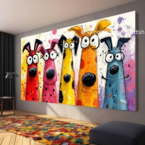 Hunde-Kollektion, Wandbild „Liebe Hunde“ auf Leinwand, modernes Bild für Wohnzimmer und Büro t5188