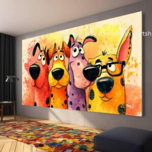 Hunde-Kollektion, Wandbild „Liebe Hunde“ auf Leinwand, modernes Bild für Wohnzimmer und Büro t5187
