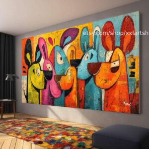 Hunde-Kollektion, Wandbild „Liebe Hunde“, Leinwandbild, modernes Bild für Wohnzimmer und Büro t5185