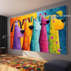 Hunde-Kollektion, Wandbild „Liebe Hunde“, Leinwandbild, modernes Bild für Wohnzimmer und Büro t5182