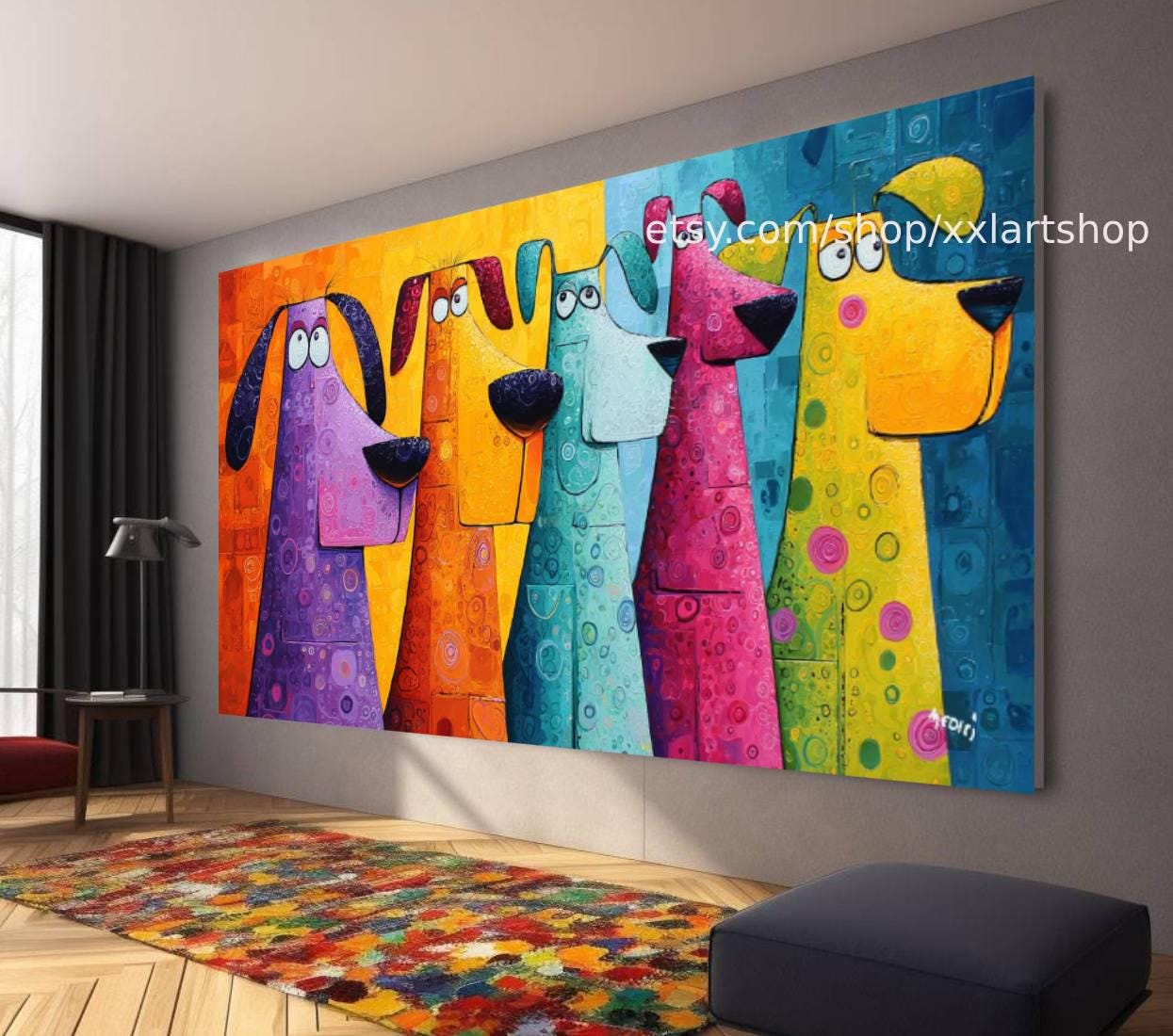 Hunde-Kollektion, Wandbild „Liebe Hunde“, Leinwandbild, modernes Bild für Wohnzimmer und Büro t5182