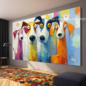 Hunde-Kollektion, Wandbild „Liebe Hunde“ auf Leinwand, modernes Bild für Wohnzimmer und Büro t51067