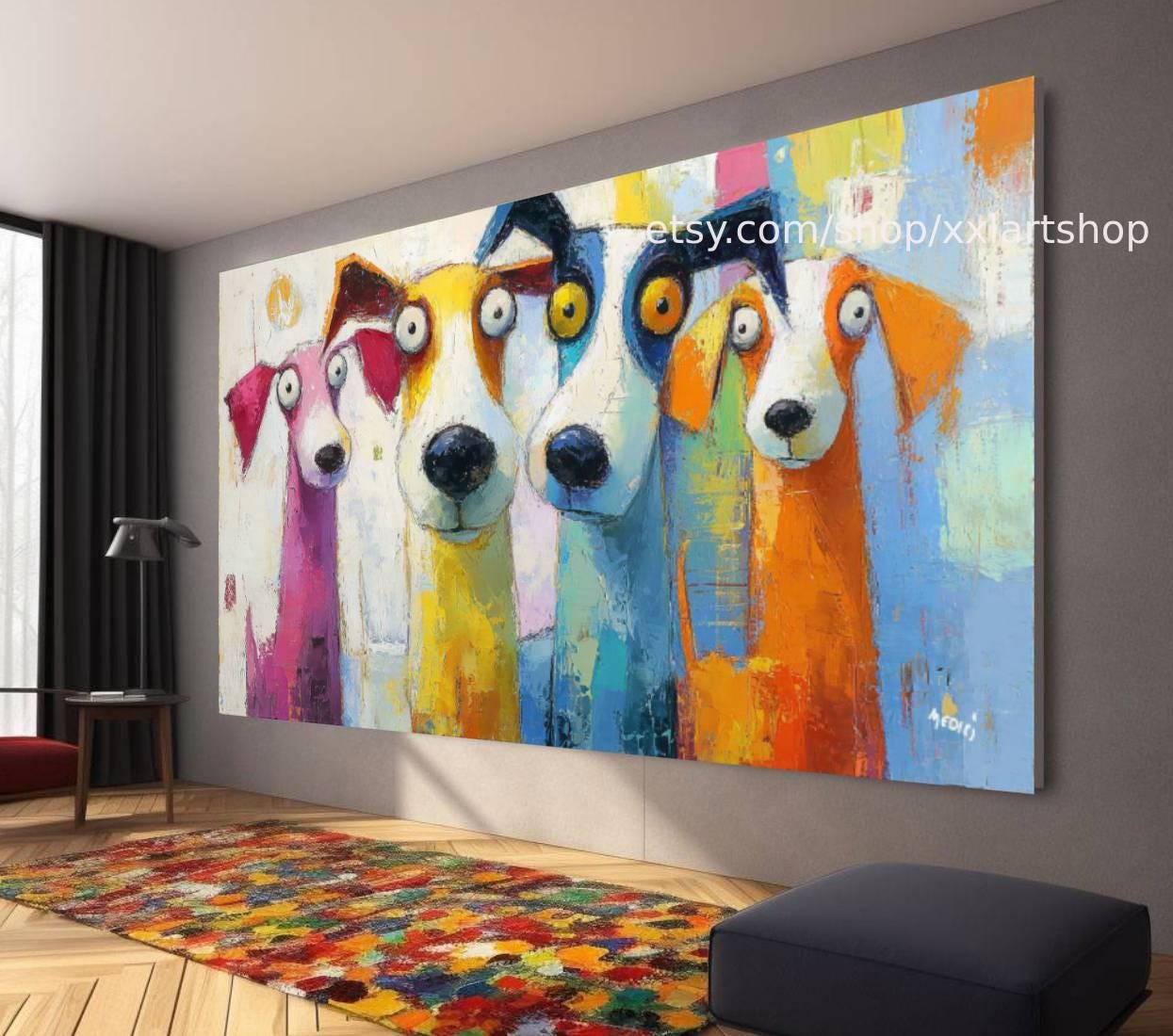 Hunde-Kollektion, Wandbild „Liebe Hunde“ auf Leinwand, modernes Bild für Wohnzimmer und Büro t51067