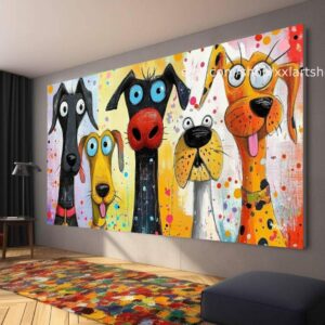 HUNDE-Kollektion, Wandbild „Liebe Hunde“, Leinwandbild, modernes Bild für Wohnzimmer und Büro t51045