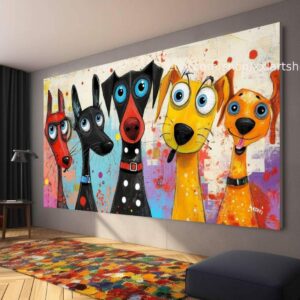 HUNDE-Kollektion, Wandbild „Liebe Hunde“, Leinwandbild, modernes Bild für Wohnzimmer und Büro t51048