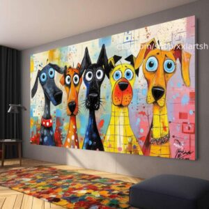 HUNDE-Kollektion, Wandbild „Liebe Hunde“, Leinwandbild, modernes Bild für Wohnzimmer und Büro t51049