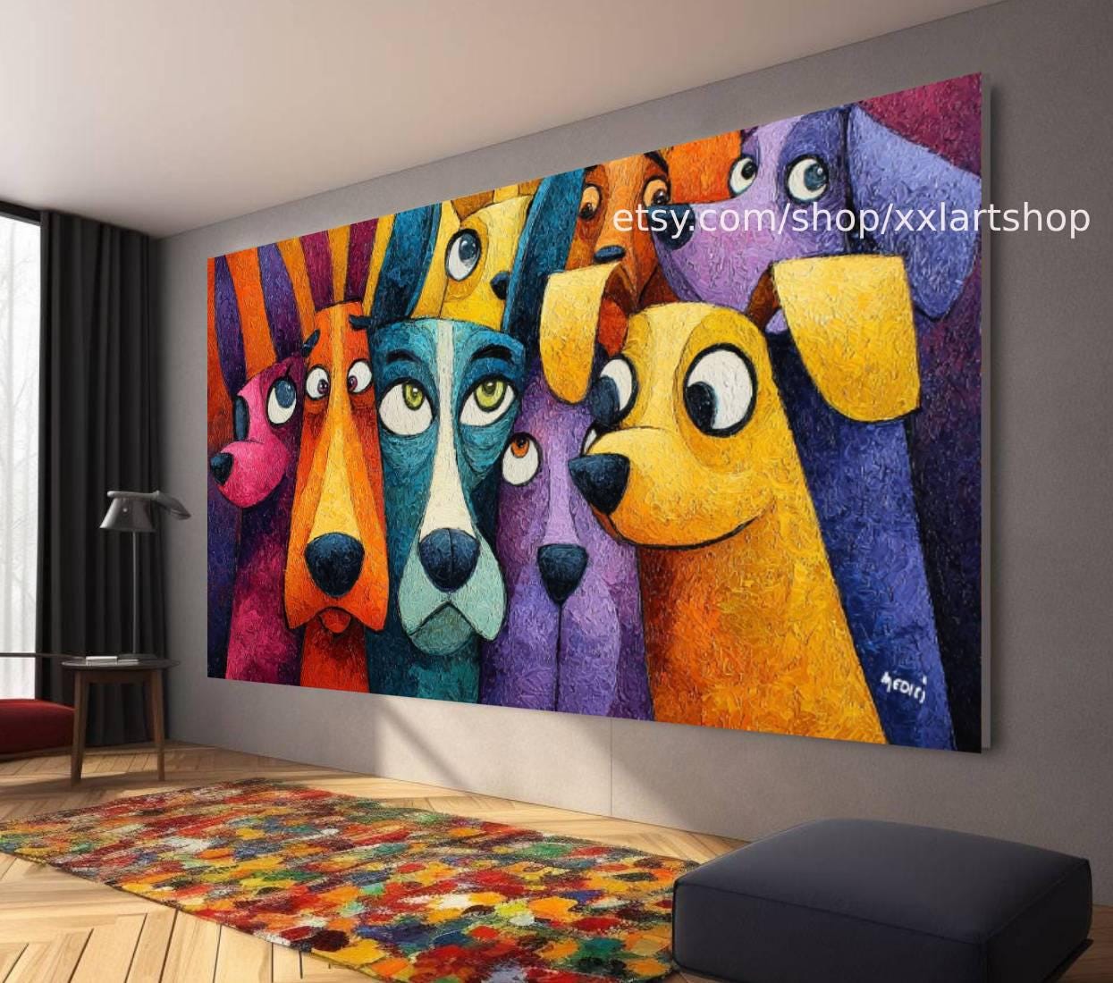 Bunte Hunde-Leinwandbilder, moderne Wohnzimmerdekoration t51055