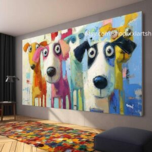 HUNDE-Kollektion, Wandbild „Liebe Hunde“, Leinwandbild, modernes Bild für Wohnzimmer und Büro t51056