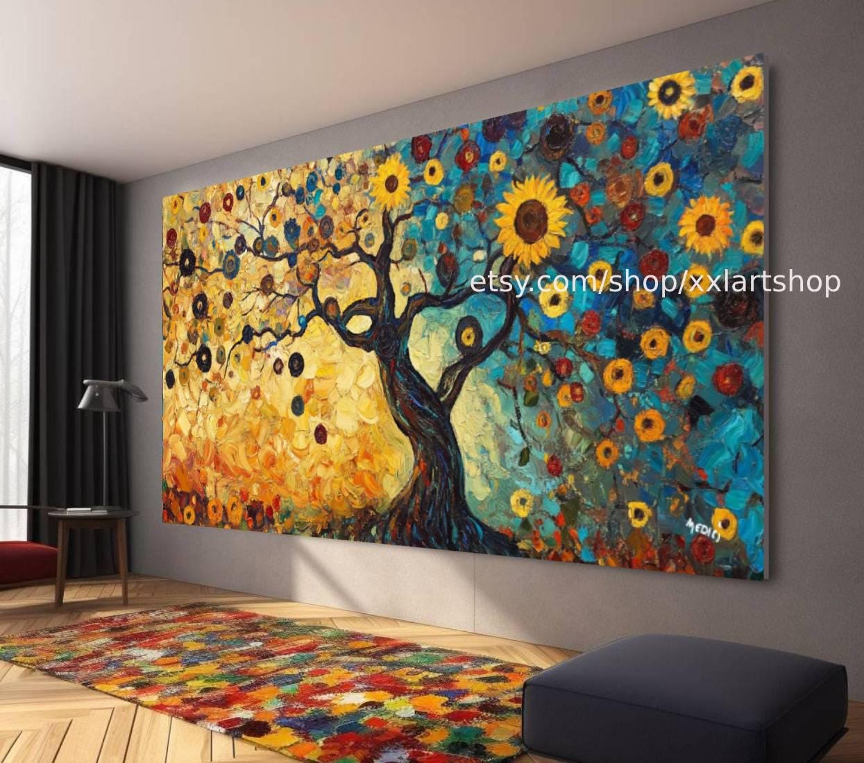 Lebensbaum von Vera Medici – Wandbild auf Leinwand, großes Wandbild, modernes Bild für Wohnzimmer und Büro (M4-110)