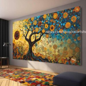 Lebensbaum von Vera Medici – Wandbild auf Leinwand, großes Wandbild, modernes Bild für Wohnzimmer und Büro (M4-111)