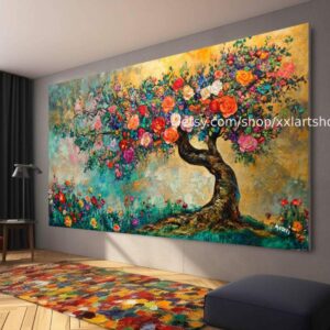 Lebensbaum von Vera Medici – Wandbild auf Leinwand, großes Wandbild, modernes Bild für Wohnzimmer und Büro, M4-125