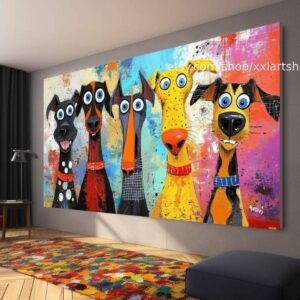 Hunde-Kollektion, Wandbild „Liebe Hunde“ auf Leinwand, modernes Bild für Wohnzimmer und Büro t5102