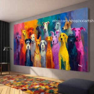 Hunde-Kollektion, Wandbild „Liebe Hunde“ auf Leinwand, modernes Bild für Wohnzimmer und Büro t5104