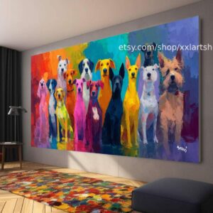 Hunde-Kollektion, Wandbild „Liebe Hunde“ auf Leinwand, modernes Bild für Wohnzimmer und Büro t5105