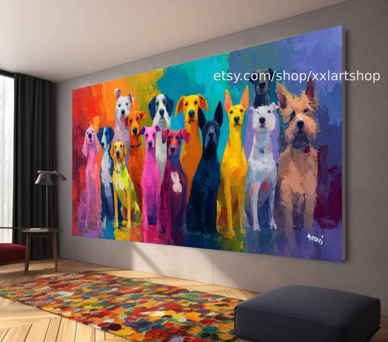 Hunde-Kollektion, Wandbild „Liebe Hunde“ auf Leinwand, modernes Bild für Wohnzimmer und Büro t5105