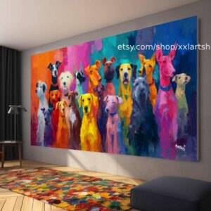 Hunde-Kollektion, Wandbild „Liebe Hunde“ auf Leinwand, modernes Bild für Wohnzimmer und Büro t5106