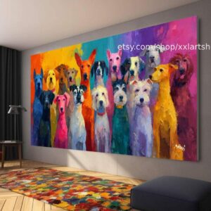 Hunde-Kollektion, Wandbild „Liebe Hunde“ auf Leinwand, modernes Bild für Wohnzimmer und Büro t5107