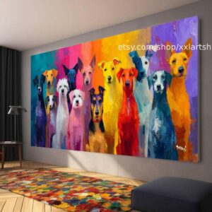 Hunde-Kollektion, Wandbild „Liebe Hunde“ auf Leinwand, modernes Bild für Wohnzimmer und Büro t5108