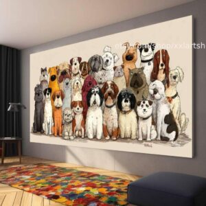 Hunde-Kollektion, Wandbild „Liebe Hunde“ auf Leinwand, modernes Bild für Wohnzimmer und Büro t5108