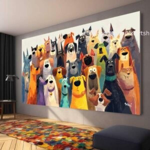 Hunde-Kollektion, Wandbild „Liebe Hunde“, Leinwandbild, modernes Bild für Wohnzimmer und Büro t5112